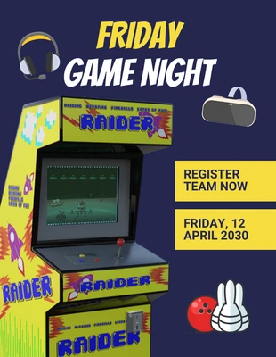 Free  Template: Friday Game Night Event Flyer Template