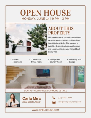 Free  Template: Modern Open House Property Showcase Flyer Template