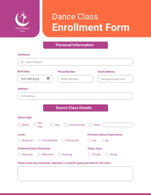 premium interactive Template: Purple and Orange Simple Modern Shape Enrollment Forms