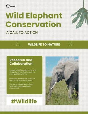 Free  Template: Wild Elephant Conservation Flyer Template