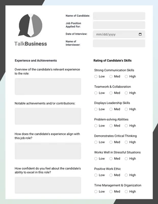 Free interactive Template: Silver Tree White Candidate Assessment Form Template