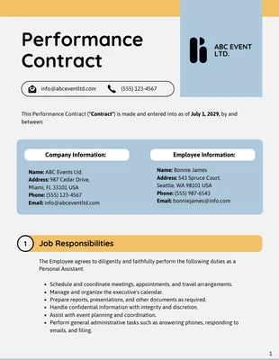 Free  Template: Performance Contract Template