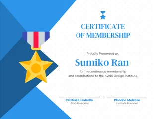 Free  Template: White Blue Graphic Design institute Membership Certificate Template