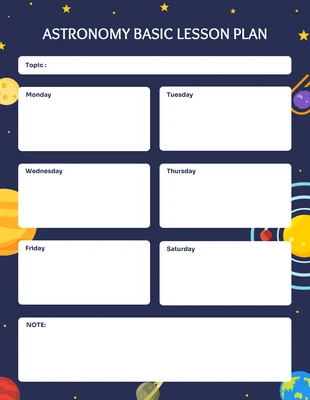 Free  Template: Astronomy Basic Lesson Plan Template