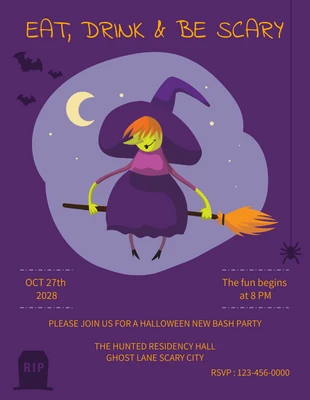 premium  Template: Halloween Witch Invitation Poster