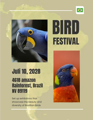 Free  Template: Brazilian Parrot Festival Simple Poster Template