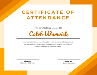 business  Template: Orange Geometric Attendance Certificate Template