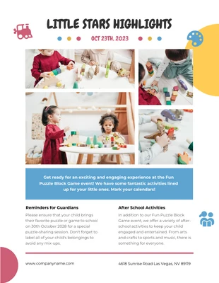 Free  Template: Colorful Preschool Newsletter Example Template