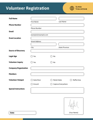 business  Template: Volunteer and Community Service Form Template