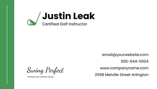 White and Green Golf Business Card - Page 2