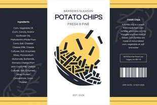 Free  Template: Dark Grey And White Simple Potato Chips Jar Label