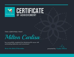 business  Template: Teal Black Achievement Certificate Template