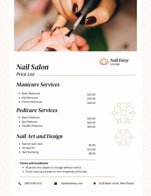 premium  Template: Simple Nail Salon Price List Template