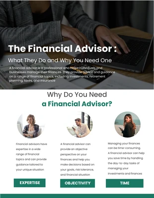 Free  Template: Green Black Financial Advisor Newsletter Template