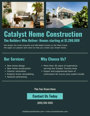 Free  Template: Home Construction Contractor Business Flyer Template