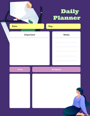 Free  Template: Illustration Cute Daily Planner Template