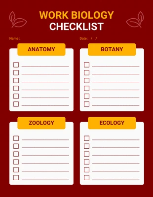 Free  Template: Daily Biology Work Checklist Template