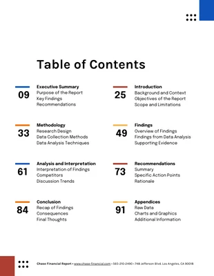 business  Template: Book Content Page Design Table of Contents Template