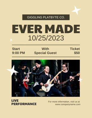 Free  Template: Music Band Live Performance Flyer Template