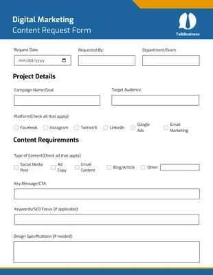 business interactive Template: Digital Marketing Form Template