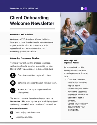 Free  Template: Client Onboarding Welcome Email Newsletter Template