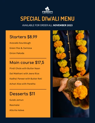 Free  Template: Orange Diwali Menu