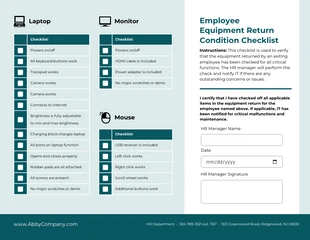 premium interactive Template: Employee Equipment Return Form Checklist Template