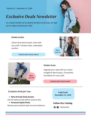 Free  Template: Blue Simple Exclusive Deals Newsletter Template