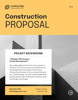 Free  Template: Yellow Grey Modern Shape Construction Proposal Template