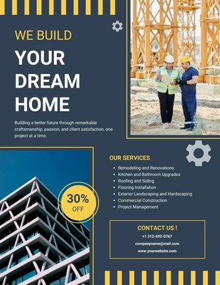 Free  Template: Home Construction Services Flyer Template