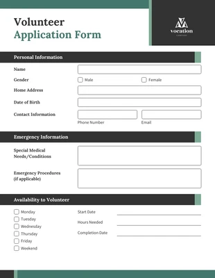 business  Template: Mine Shaft Volunteer Application Form Template