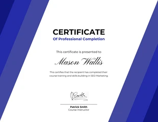 premium  Template: Professional SEO Course Completion Certificate Template