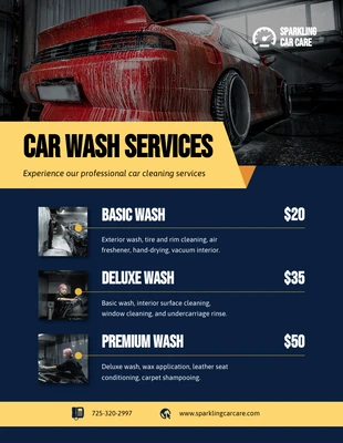 business  Template: Yellow Car Wash Price List Template