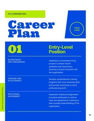 Free  Template: Blue Green Career Plan Template