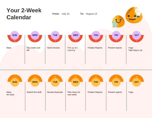 premium  Template: 2 Week Calendar Template