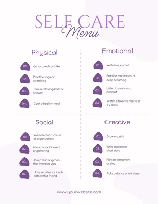 Free  Template: Soft Purple Self Care Schedule Template