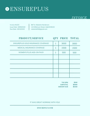 Free  Template: Turquoise Invoice Template