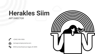 Free  Template: Black And White Simple Illustration Personal Business Card