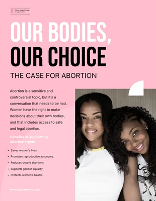 Free  Template: Pink Pastel Pro Choice Campaign Poster