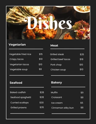 Free  Template: Dishes Menu Flyer Template