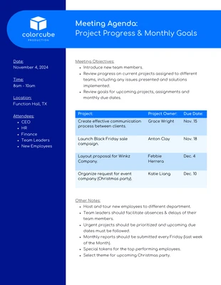 Free  Template: Meeting Minutes Sample Template