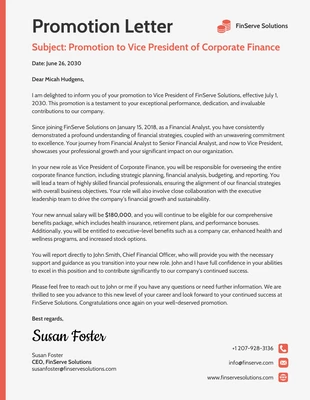 Free  Template: Orange Modern Corporate Promotion Letters