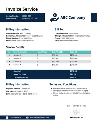 business  Template: Minimalist Service Invoice Template