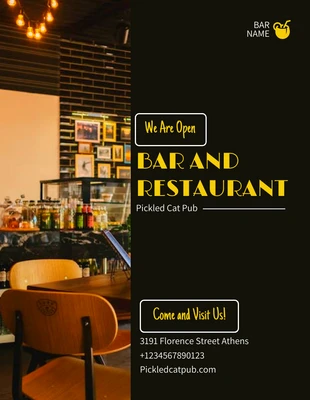 Free  Template: We are Open Bar and Restaurant Flyer Template