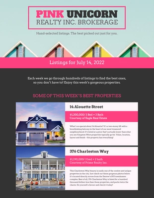 business  Template: Dark Pink Real Estate Newsletter Template