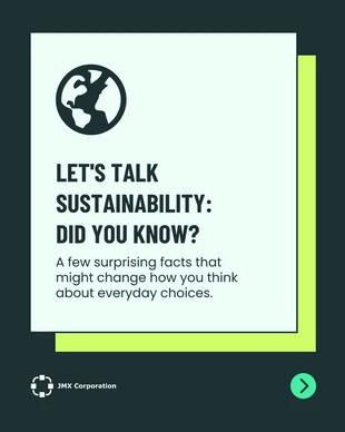 Free  Template: Educational Sustainability Fun Facts Carousel Template