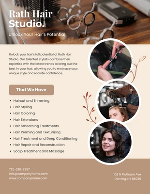 Free  Template: Hair Studio Salon Flyer Template