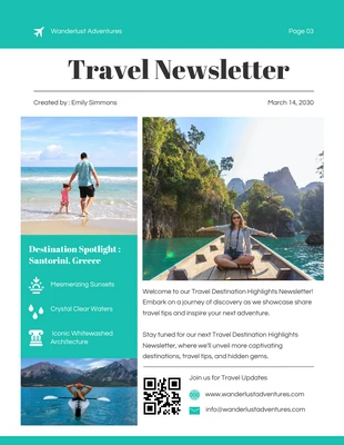 premium  Template: Travel Destination Highlights Newsletter Template