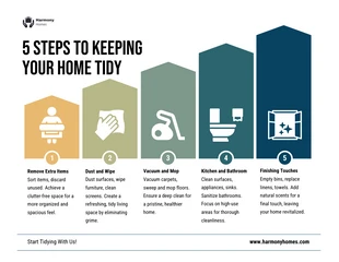 business  Template: 5 Steps to Keeping Your Home Tidy Infographic Template