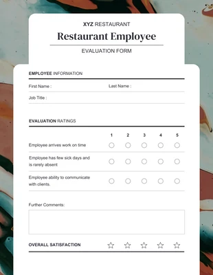 Free  Template: Restaurant Employee Evaluation Form Template